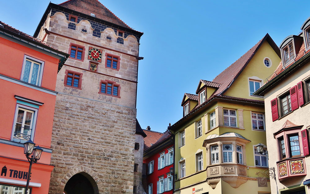 The black gate in the middle of the old town, near your hotel in Rottweil